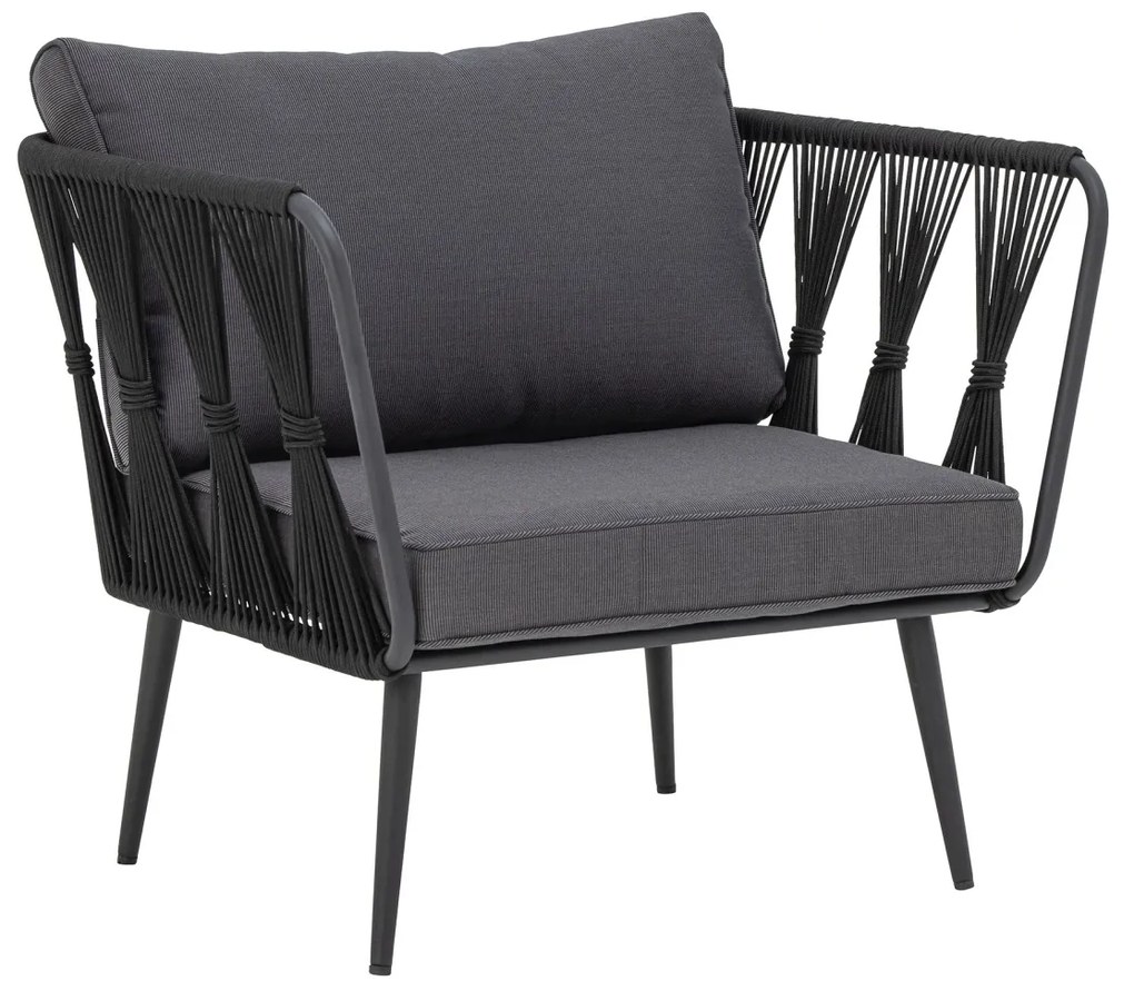Fotoliu de exterior, negru, din metal, Pavone