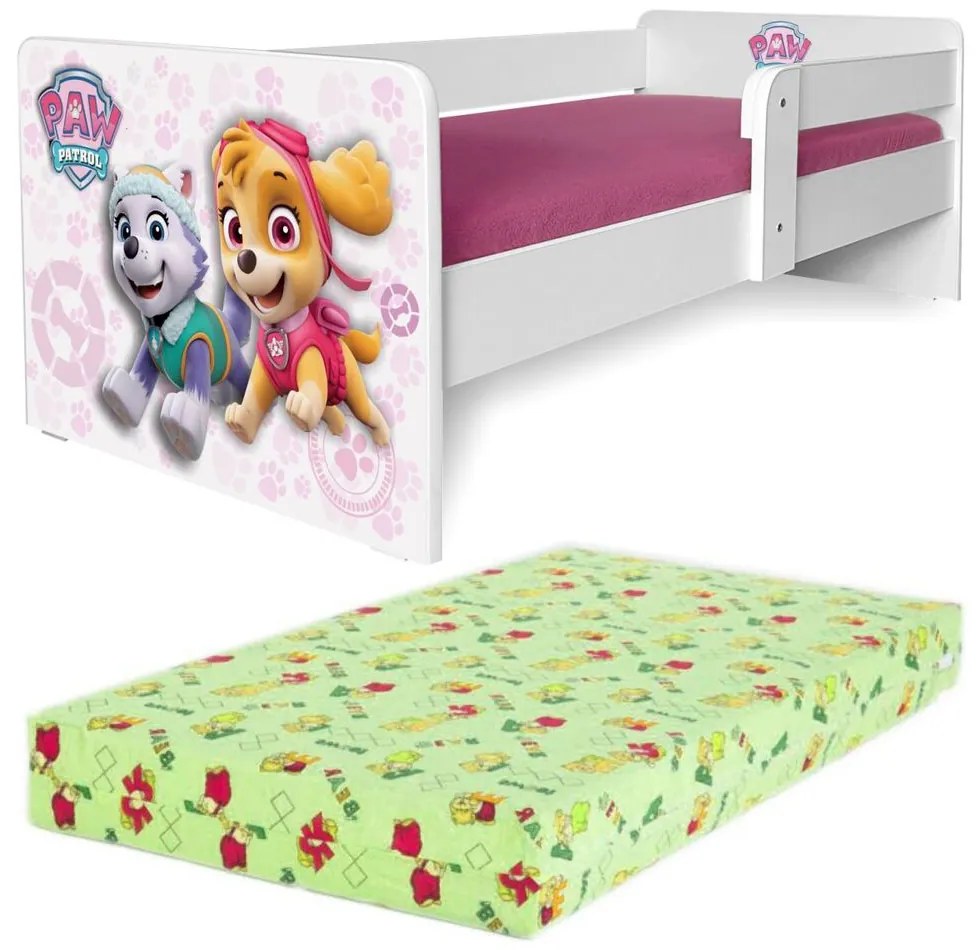 Pat de Fetite Paw Patrol P1 Pink 2-8 Ani + Saltea Norisor Pc-p-lux-paw-pink-p1-70