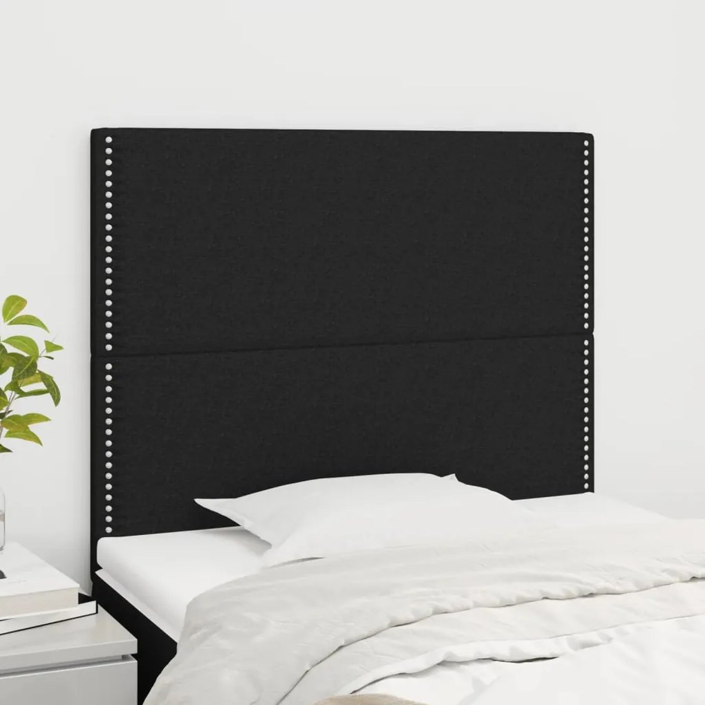 vidaXL Tăblii de pat, 2 buc, negru, 80x5x78/88 cm, textil