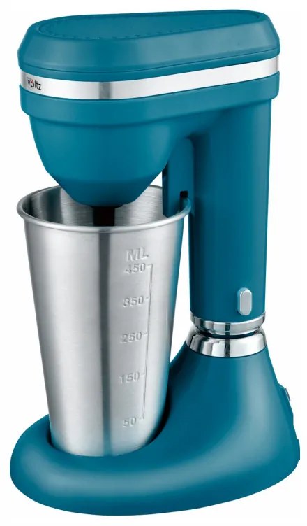 Mixer pentru frappe Oliver Voltz OV51163E, 100W, Bol otel inoxidabil 450 ml, 2 viteze, Agitattor otel, Albastru