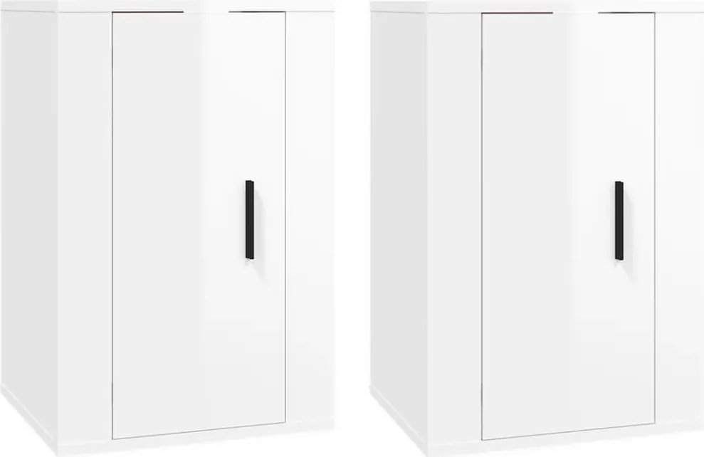 vidaXL Dulapuri TV montaj perete 2 buc. alb extralucios 40x34,5x60 cm