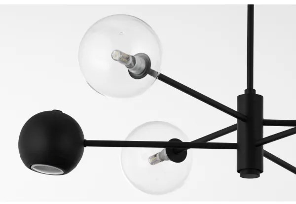 Lustră pe tijă Jupiter 1995 MOKA 3xGU10/10W/230V + 3xG9/10W/230V negru/transparent