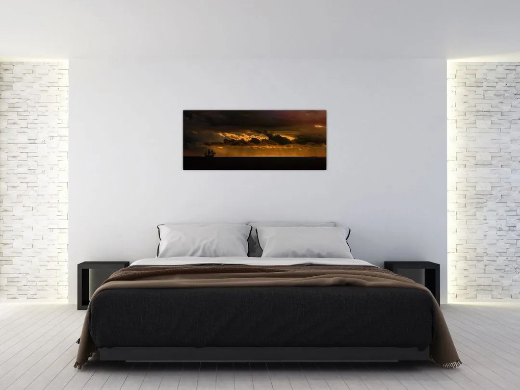 Tablou unei vele în apus de soare (120x50 cm)