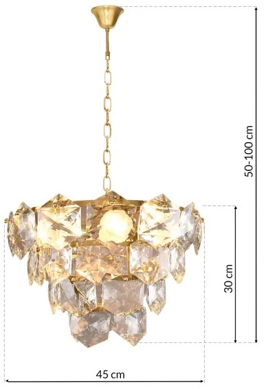 Lustră pe lanț DIANA 6xE14/40W/230V aurie