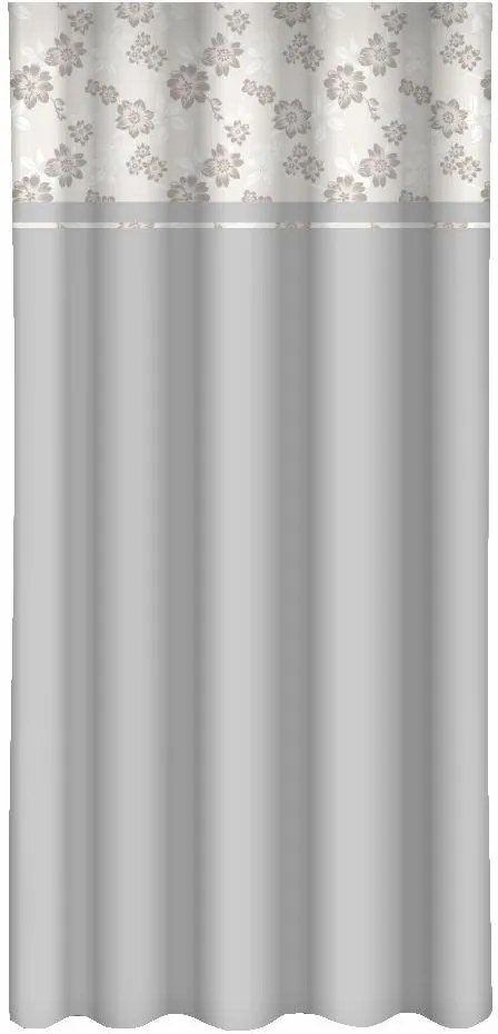 Draperie decorativă gri deschis cu imprimare de flori bej Lățime: 160 cm | Lungime: 270 cm
