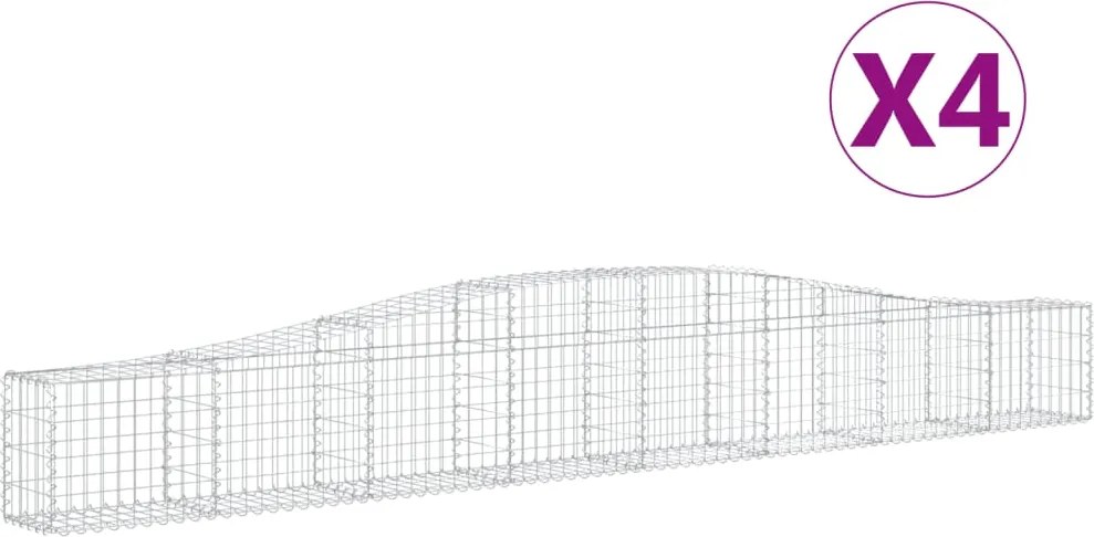 vidaXL Coșuri gabion arcuite 4 buc, 400x30x40/60 cm, fier galvanizat