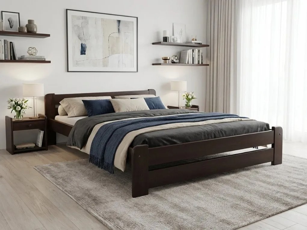 Pat Laura 120 x 200 cm, nuc Saltele: Cu saltele Coco Maxi 20 cm, Somiera pat: Cu lamele drepte