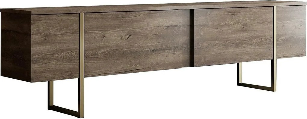 Comoda TV Luxe, nuc/auriu, PAL/metal, 180x30x50 cm