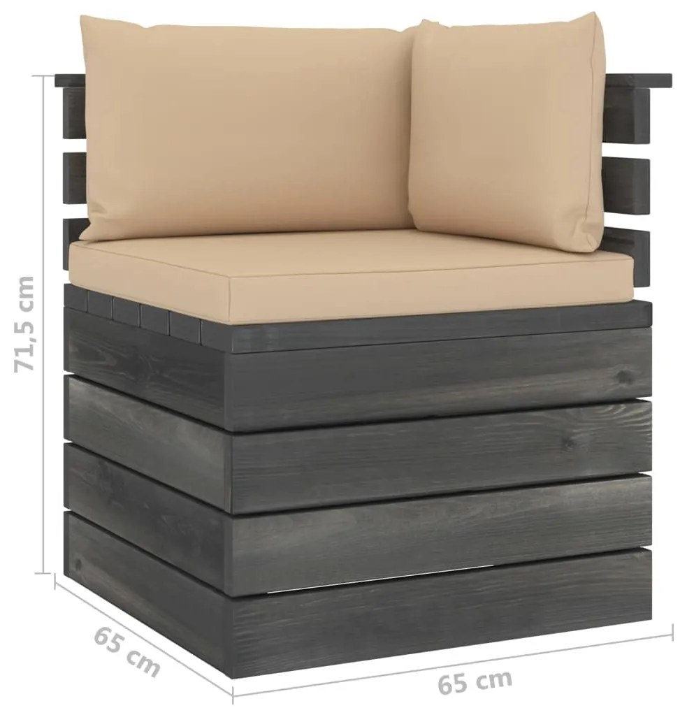 Set mobilier gradina din paleti cu perne, 6 piese, lemn de pin Bej, 6