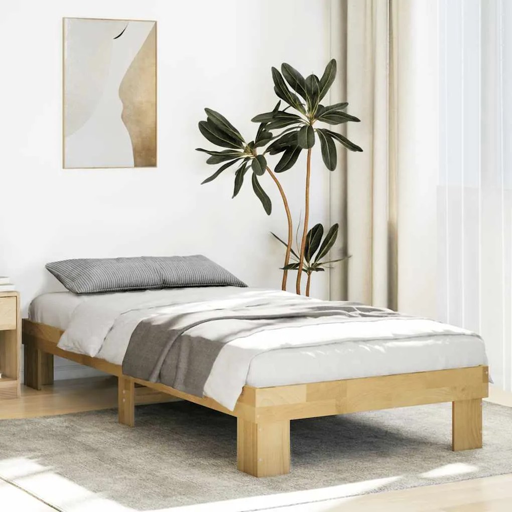 vidaXL Cadru de pat fără saltea 75x190 cm din lemn masiv de stejar
