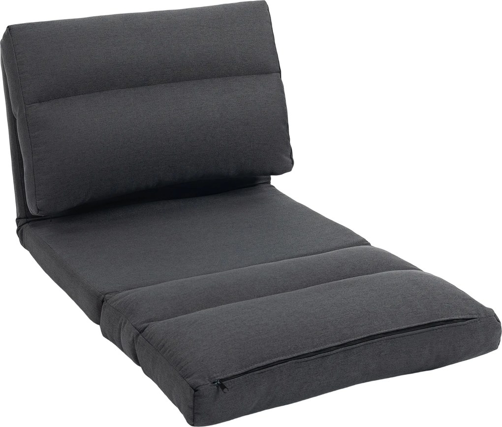 HOMCOM Fotoliu cu funcție de pat, spătar înclinat, pliabil, până la 120 kg, 70 x 72 x 56 cm, Gri închis | Aosom Romania