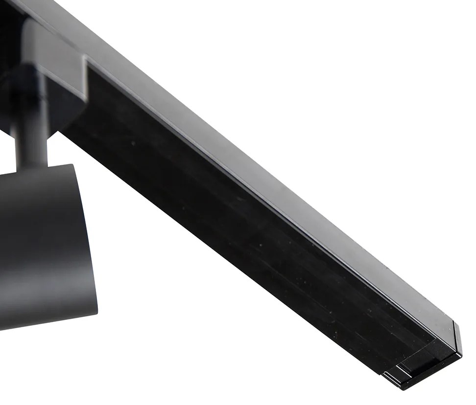 Sistem de șină monofazat negru cu 4 spoturi și sursă de alimentare I pătrată - Jeana