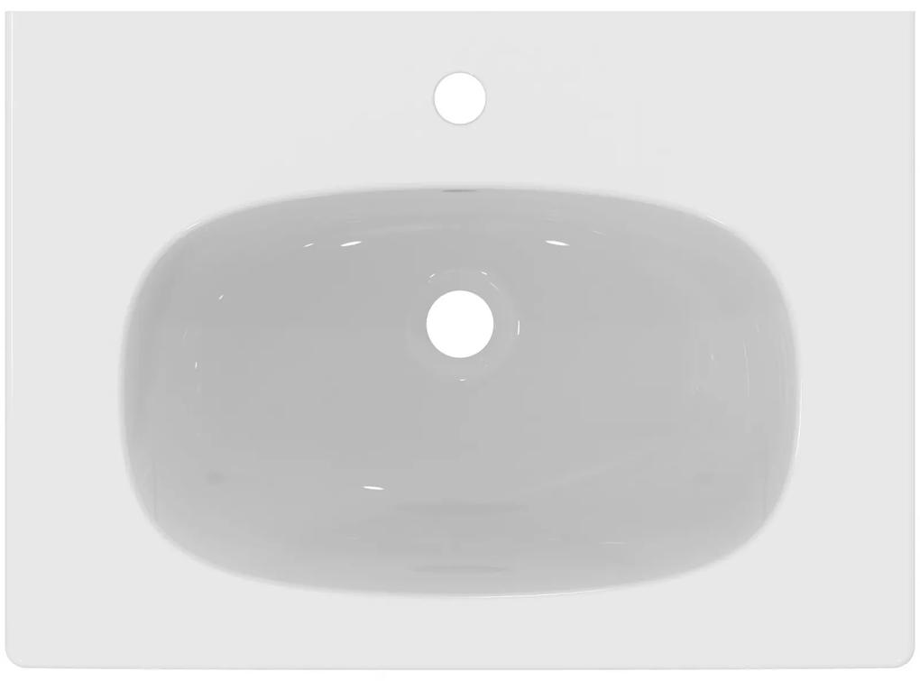 Lavoar incastrat alb lucios 63 cm, dreptunghiular, Ideal Standard Tesi Alb lucios, 625x450 mm