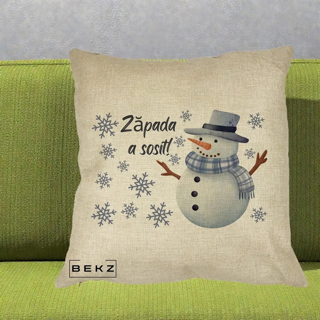Perna Decorativa Zapada a Sosit Om de Zapada, 40x40 cm, Crem, Husa Detasabila, Perna Inclusa, BEKZ®