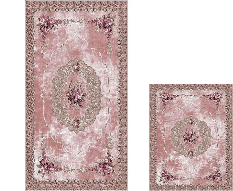 set de covoare pentru baie, 2 piese, pudră