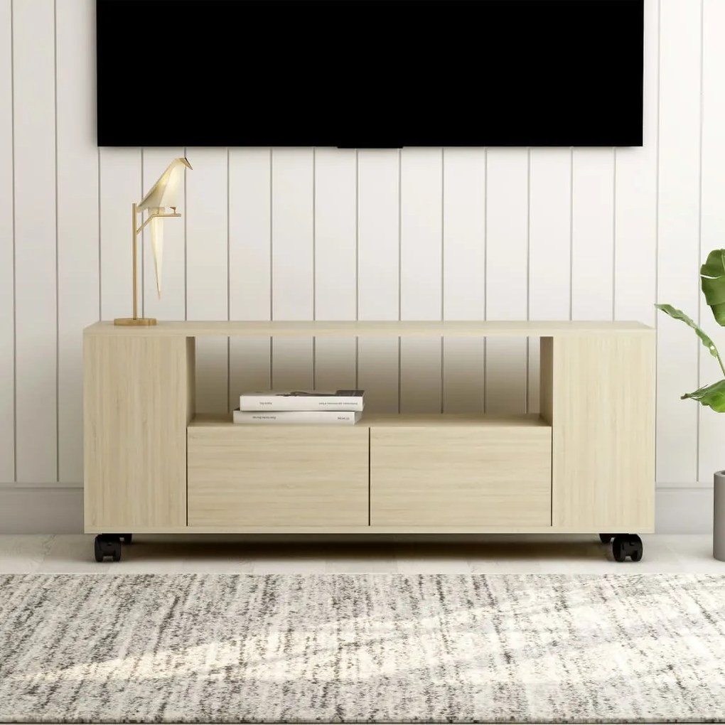 801349 vidaXL Comodă TV, stejar sonoma, 120x35x48 cm, lemn prelucrat