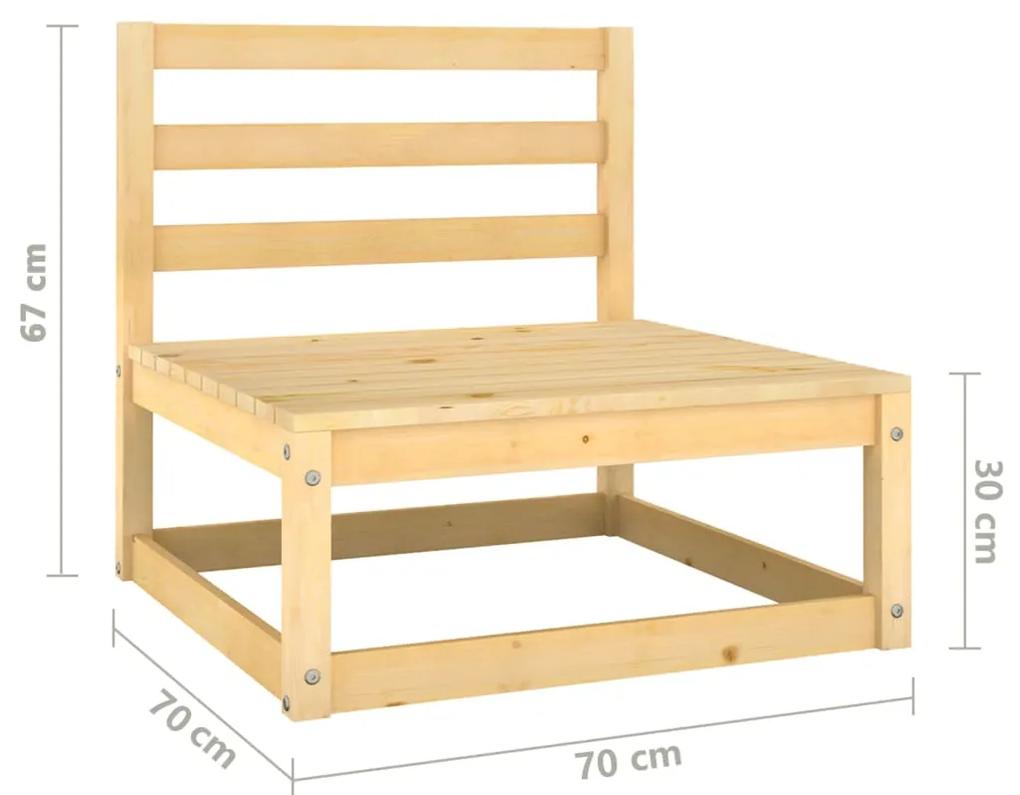 Canapele de mijloc pentru gradina, 3 buc., lemn masiv de pin Maro, Canapea de mijloc (3 buc.), 1