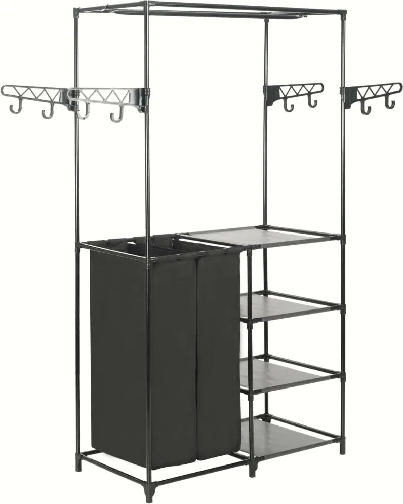 vidaXL Cuier haine, Oțel și textil nețesut, 87x44x158 cm Negru