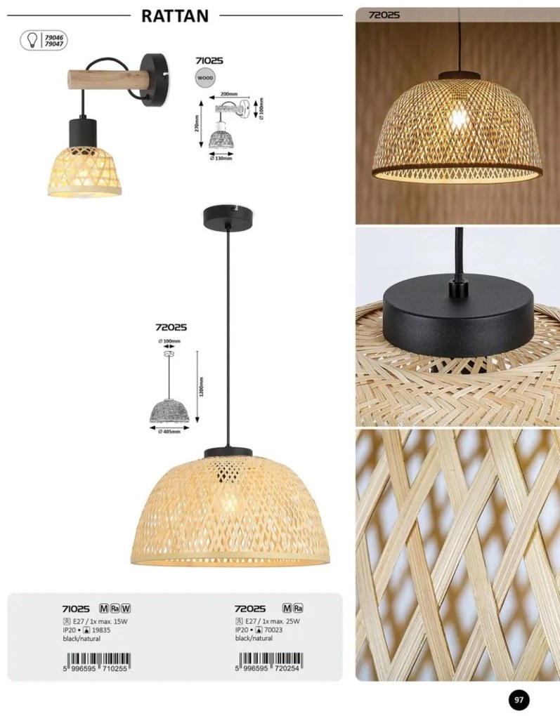 Aplica de perete stil industrial vintage Rattan