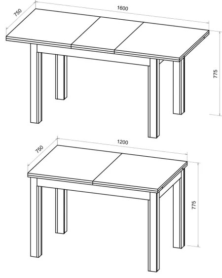 Masă extensibilă DOO, stejar Artisan / negru