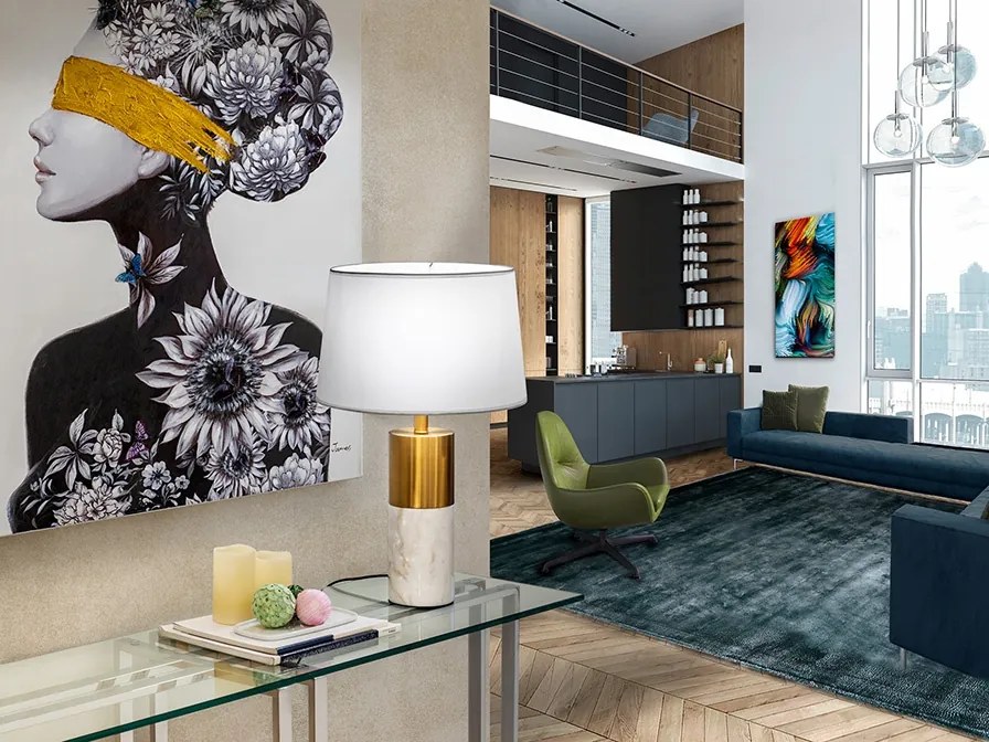 Veioza / Lampa de masa design lux elegant Lucian alba
