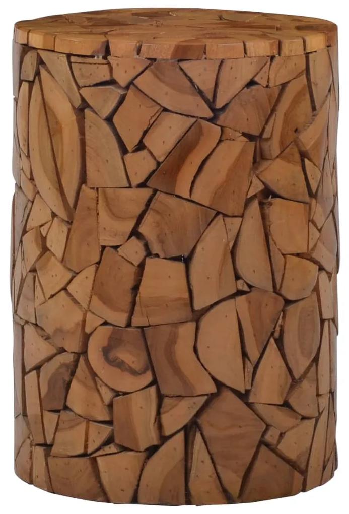 281640 vidaXL Taburet mozaic, maro, lemn masiv de tec