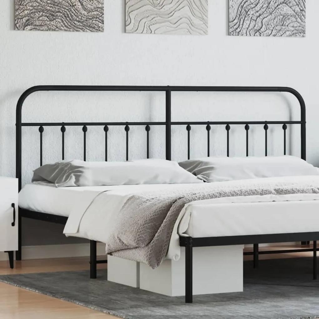352616 vidaXL Tăblie de pat metalică, negru, 200 cm