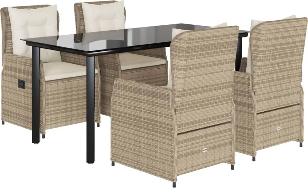 vidaXL Set mobilier de grădină cu perne, 5 piese, bej, poliratan