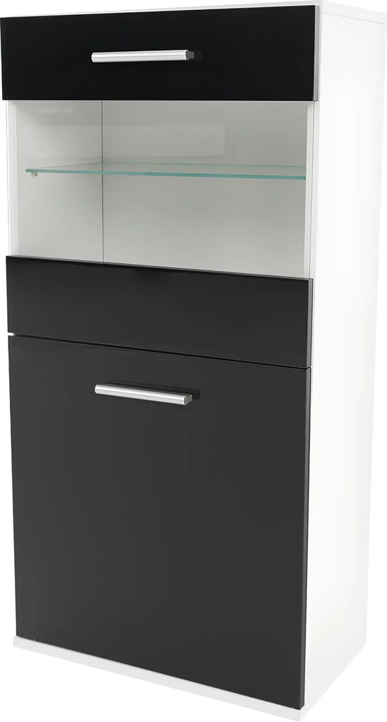 Mobilier living, alb/extra strălucire neagră HG, LEO