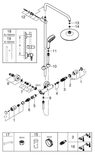 GROHE 27922001 - Set de duș TEMPESTA COSMOPOLITAN 210, crom lucios