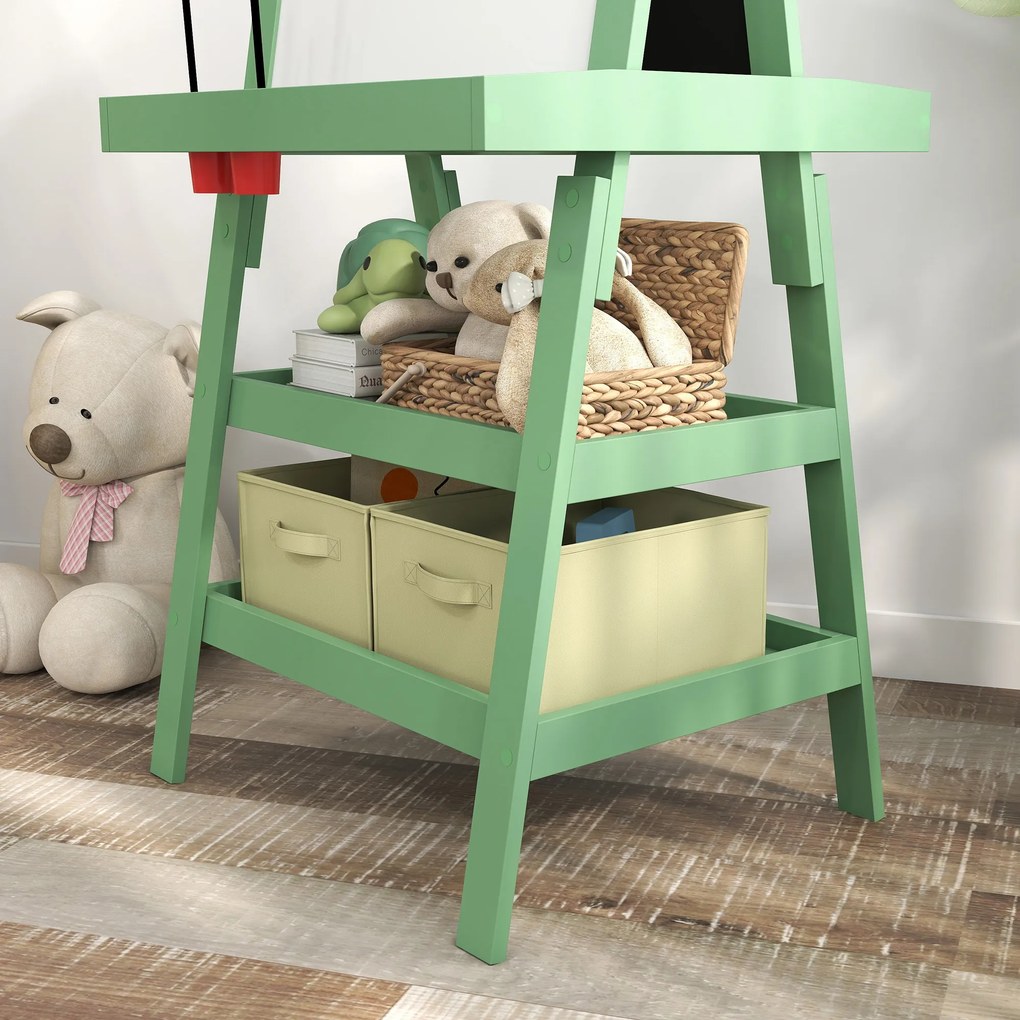AIYAPLAY Tablă de Desen Dublă Pentru Copii 3-6 Ani, 59x48x118 cm, Verde | Aosom Romania
