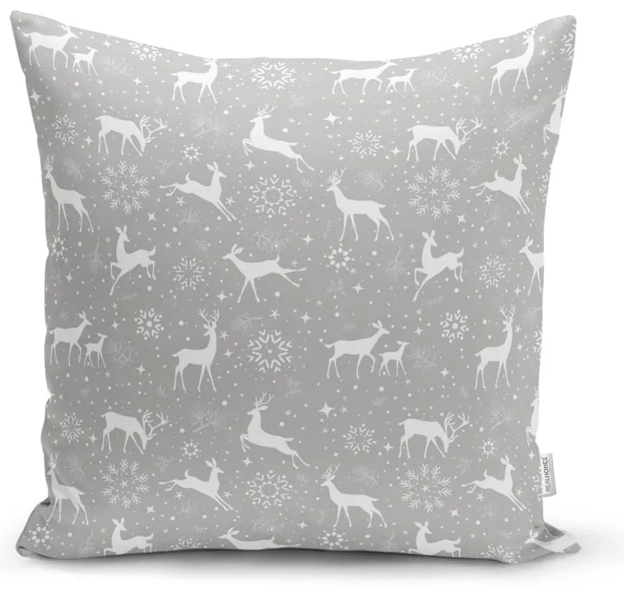 Set 4 fețe de pernă și un napron de masă cu model de Crăciun Minimalist Cushion Covers Snowflakes