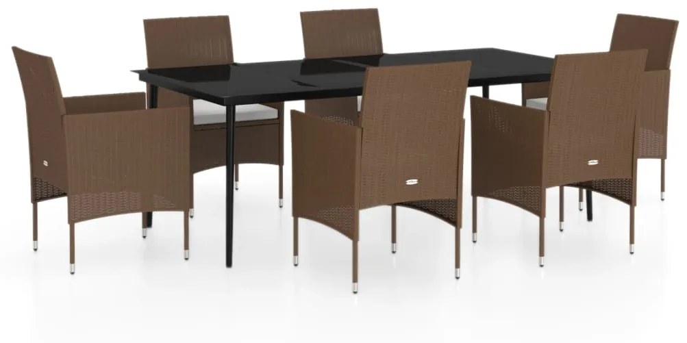 3099327 vidaXL Set de servit masa pentru grădină, 7 piese, maro și negru