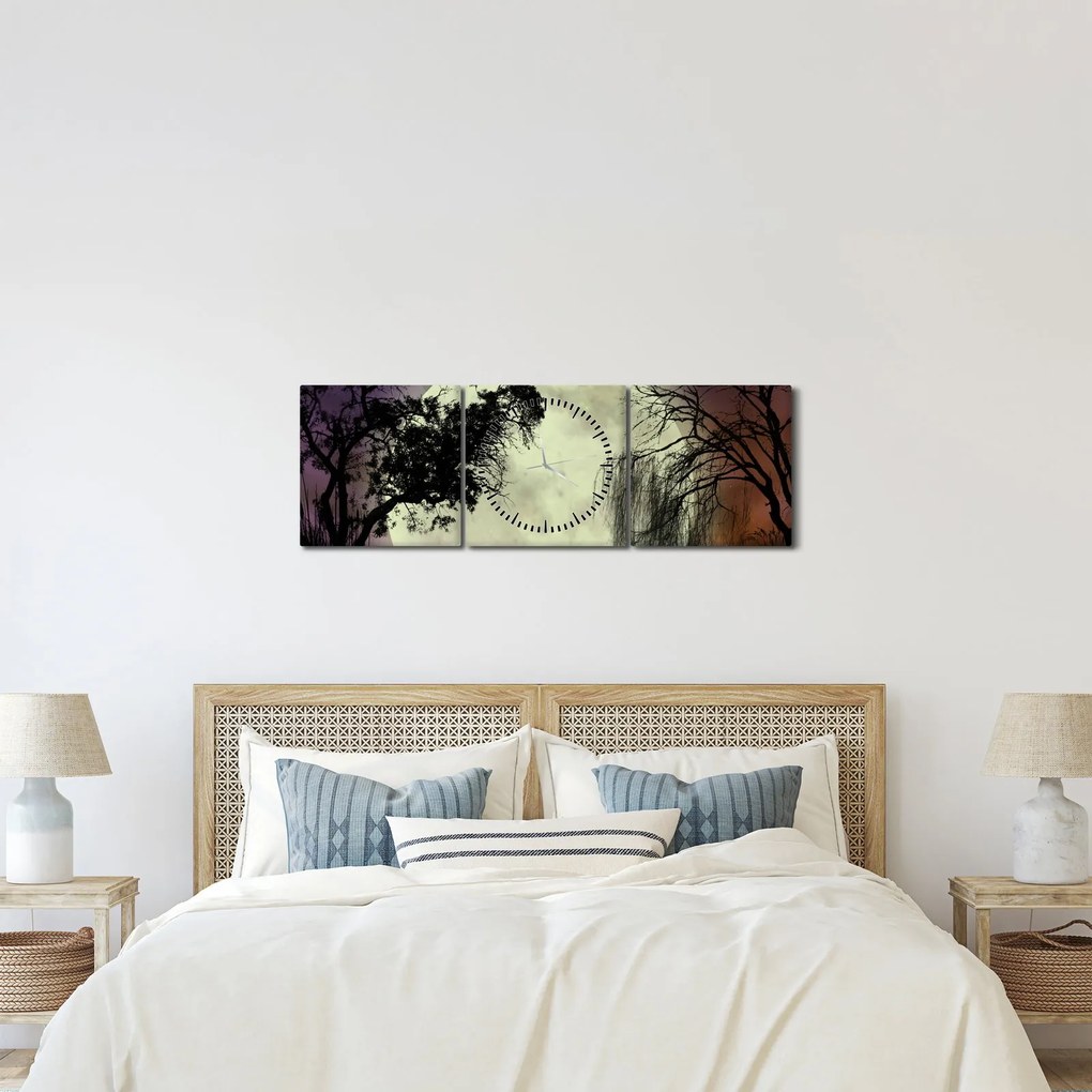 Tablou - Lună plină deasupra apei (cu ceas) (90x30 cm)