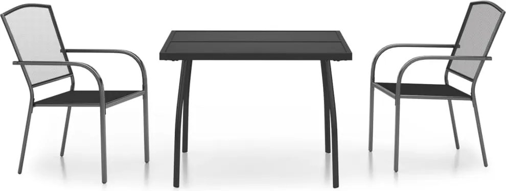 vidaXL Set de masă grădină, 3 piese, antracit, oțel