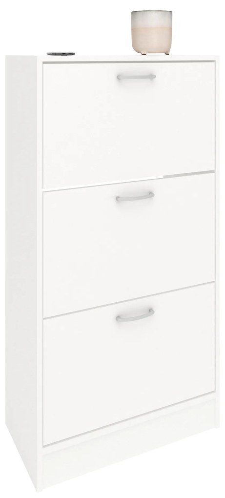 Pantofar Rin, 3 Usi, Alb, 63 x 30 x 120 cm
