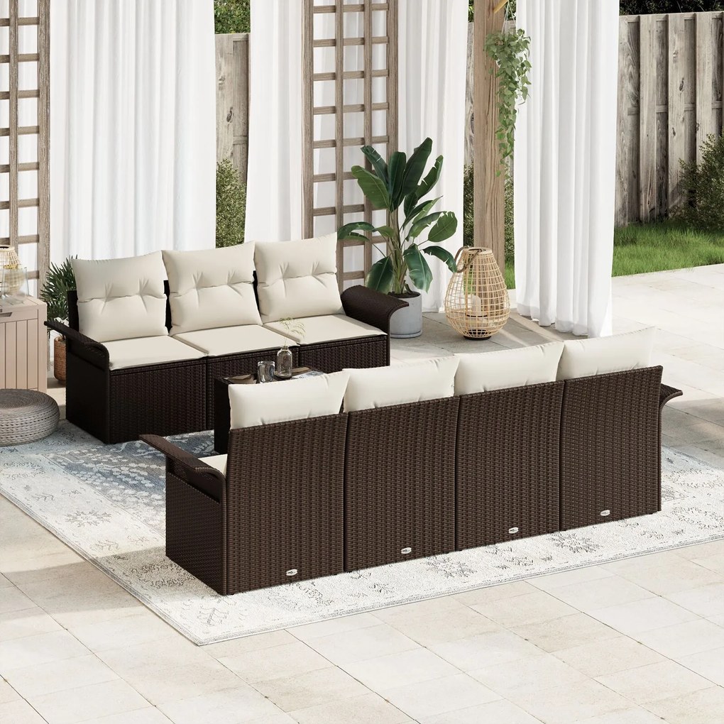 vidaXL Set de canapele pentru grădină 8 pcs Maro Rattan poli