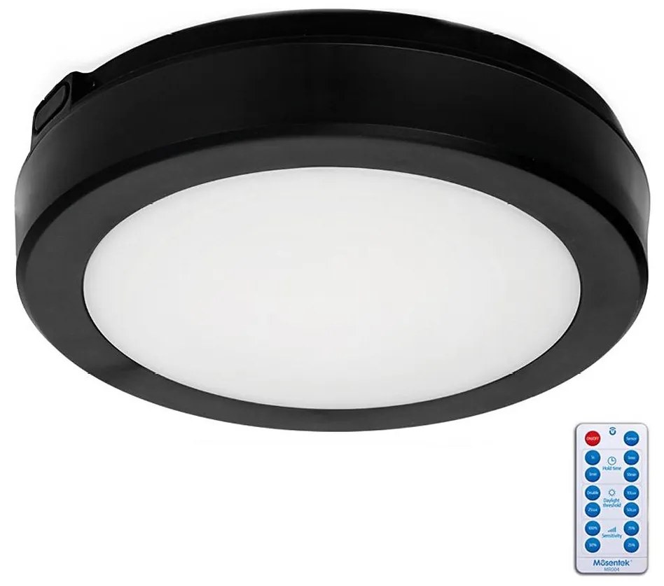 Plafonieră LED cu senzor pentru baie NAIROS LED/12W/230V IP65 cm negru + telecomandă