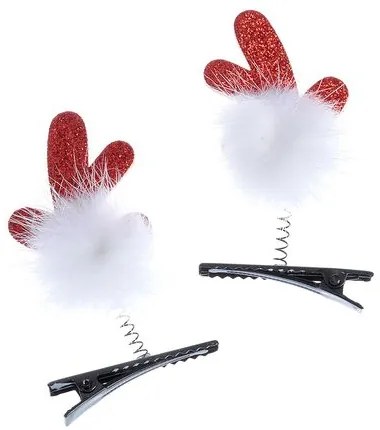 Set 2 agrafe cu cornite rosii