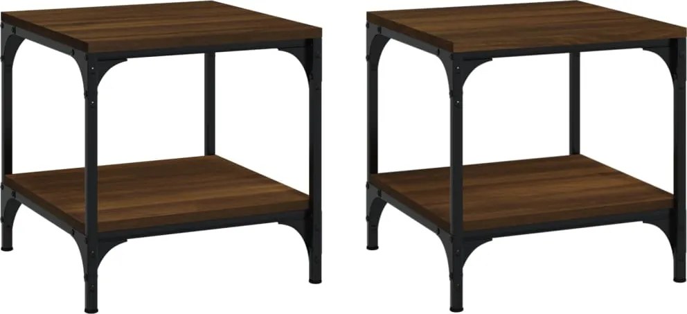 vidaXL Măsuțe laterale, 2 buc. stejar maro 40x40x40 cm lemn prelucrat