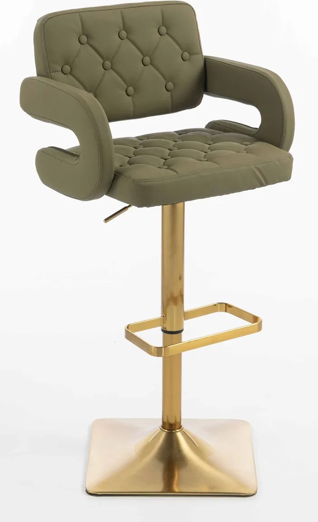 HR8403KW Scaun Khaki Piele Ecologica Premium Soft cu Bază Aurie