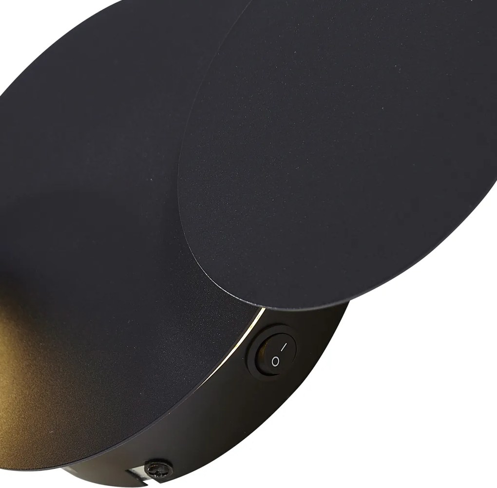 Lampă de perete modernă neagră, incl. LED, cu 3 trepte de intensitate și 3 lumini - Sunrise