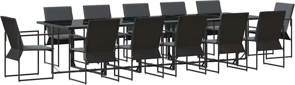vidaXL Set de masă pentru grădină 13 pcs Negru Oțel