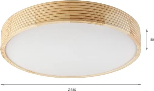 Plafonieră NATURAL MODERN cu 4 socluri E27 (15W, 230V), diametru 58 cm, din lemn de pin