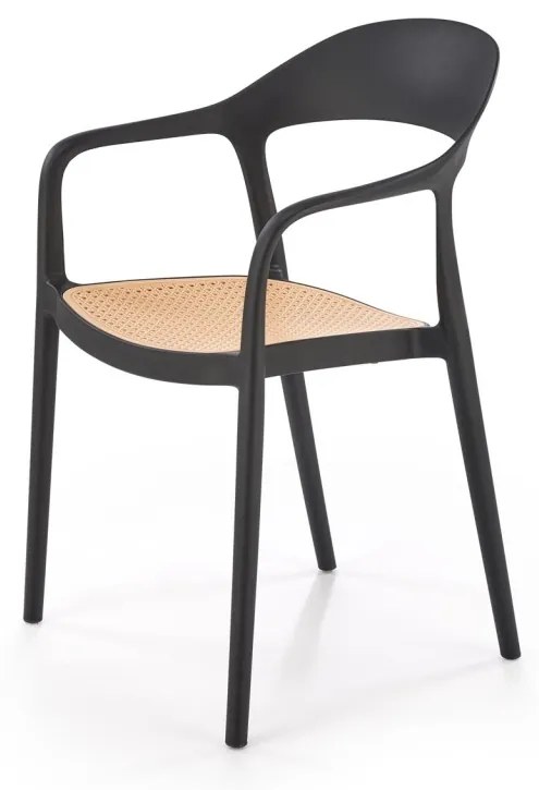 Scaun plastic K530 negru/natur