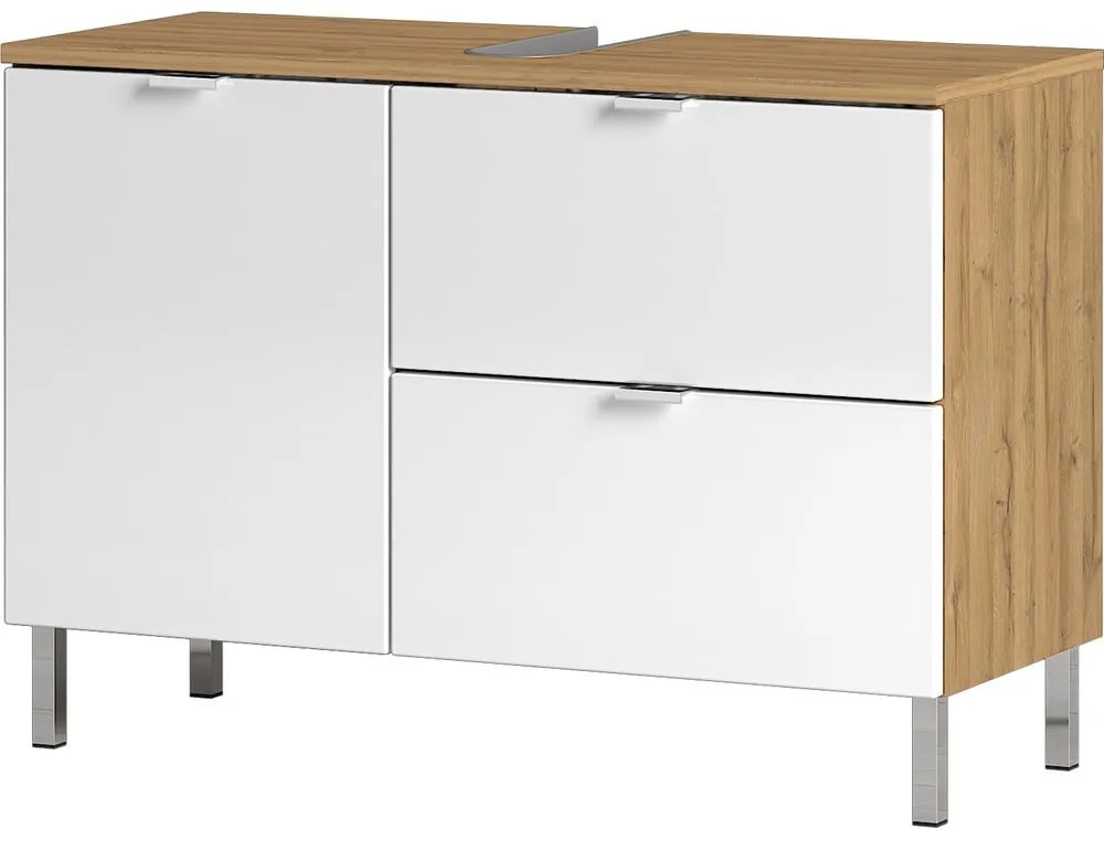 Dulap sub chiuvetă în decor de stejar Germania Mauresa, lățime 80 cm, alb