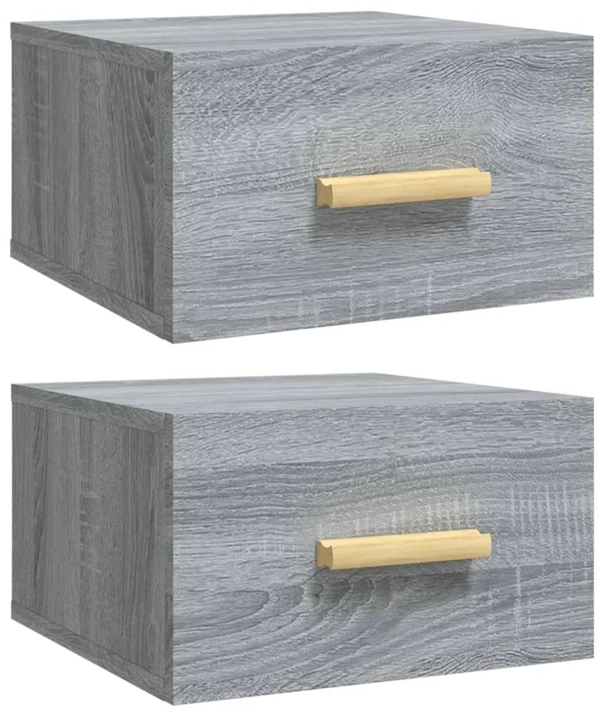 817576 vidaXL Noptiere de perete, 2 buc., sonoma gri, 35x35x20 cm