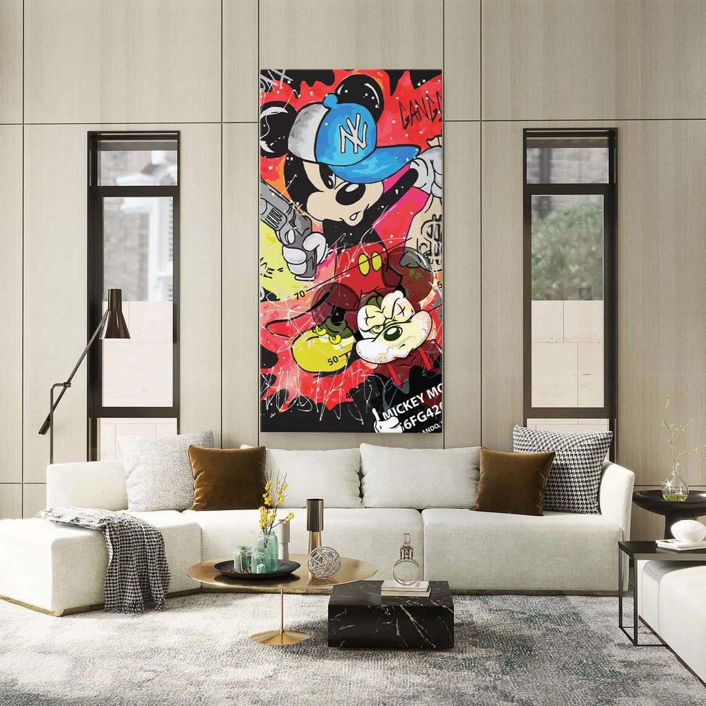 Tablou Canvas, 100x200cm, Dormitor si Living, Moderne, Digitale, Gangsta Mickey
