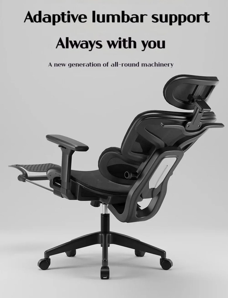 RESIGILAT- Scaun ergonomic, Sezut Translatie, Cotiere 6D, Tetiera 6D, Suport Lombar Adaptiv, Spătar reglabil inaltime, pivotant, suport picioare, sezut buretat, Negru