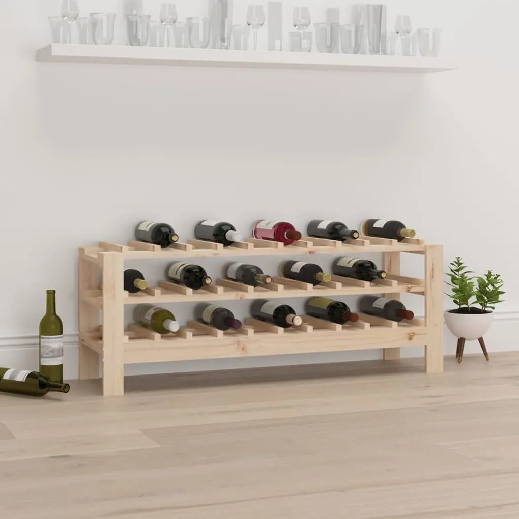vidaXL Suport de vinuri, 109,5x30x42 cm, lemn masiv de pin